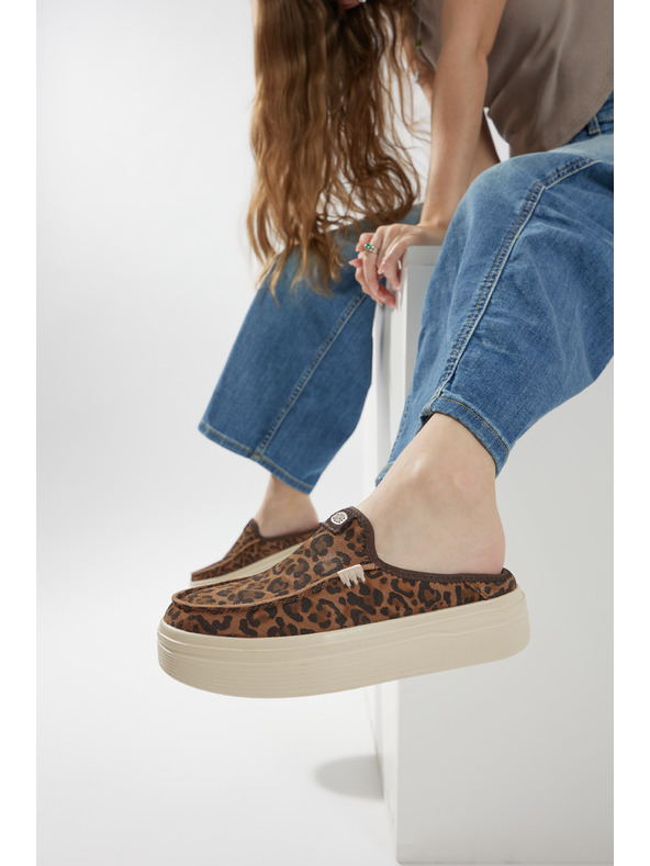 Hey Dude Leopárd mintás platformos női papucs Hey Dude