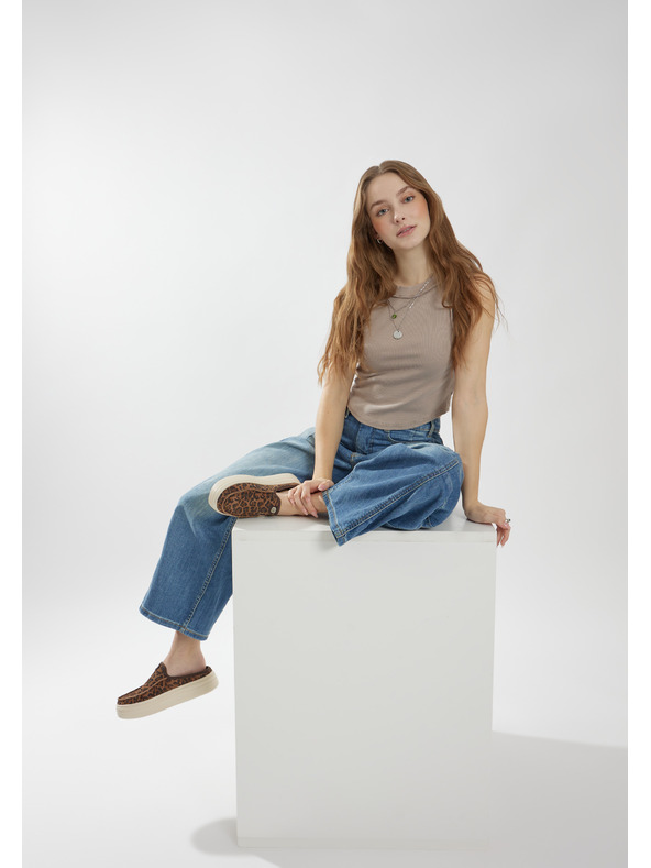 Hey Dude Leopárd mintás platformos női papucs Hey Dude