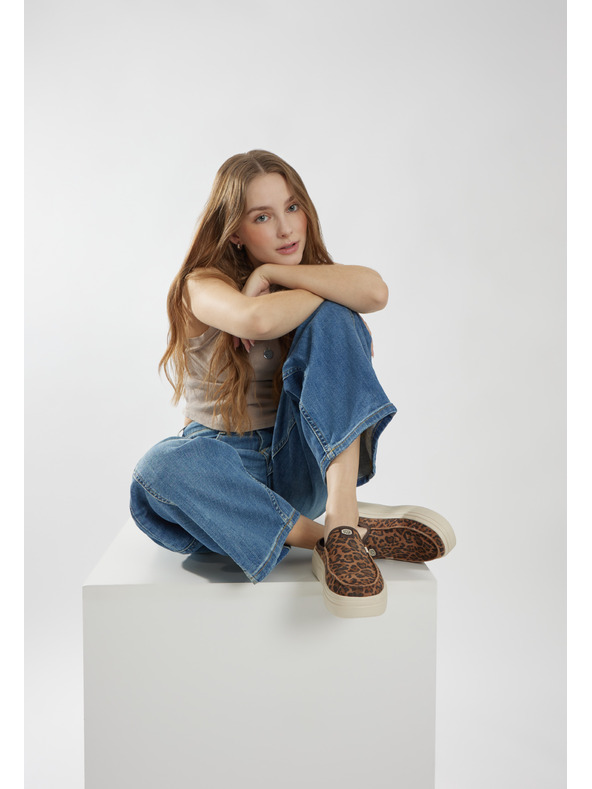 Hey Dude Leopárd mintás platformos női papucs Hey Dude