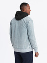 Ombre Clothing Férfi denim bomberdzseki kőmosás hatású - világoskék V3 OM-JADJ-0163 Ombre Ruházat