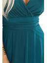 numoco 562-4 NASTIA Hosszú ruha dekoltázzsal és rövid ujjakkal - zöld