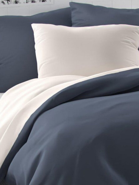 Kvalitex Szatén francia ágynemű LUXURY COLLECTION 1+2, 220x200, 70x90cm sötétszürke / fehér