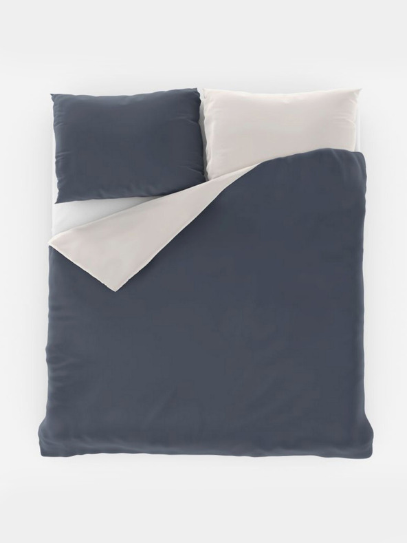 Kvalitex Szatén francia ágynemű LUXURY COLLECTION 1+2, 220x200, 70x90cm sötétszürke / fehér