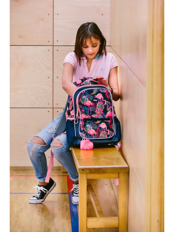 BAAGL  Kék iskolai hátizsák core flamingo Baagl
