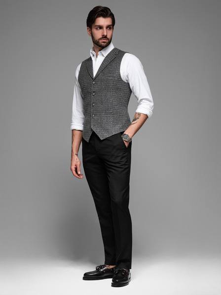 Ombre Clothing Férfi gyapjúkeverék mellény kockás hajtókával Ombre Clothing
