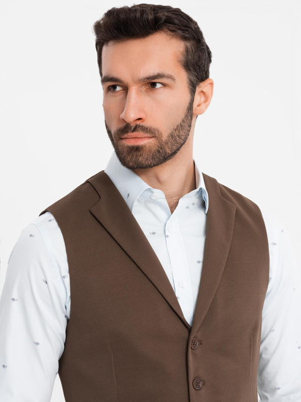 Ombre Clothing Férfi strukturált kötött mellény méretre szabva hajtókával Ombre Clothing