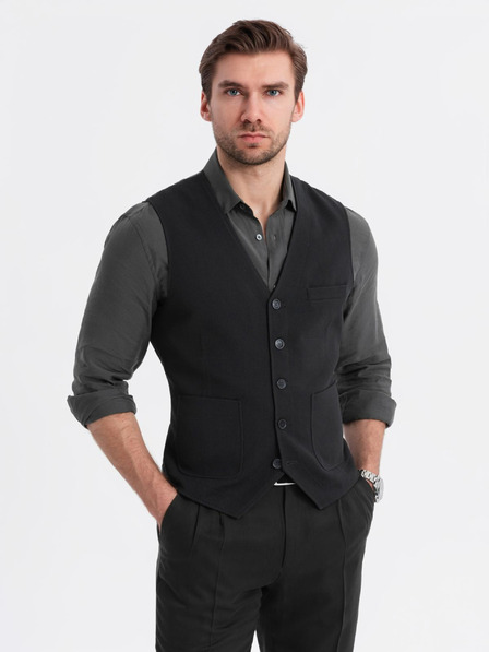 Ombre Clothing Férfi strukturált mellény zsebekkel méretre szabva Ombre Clothing