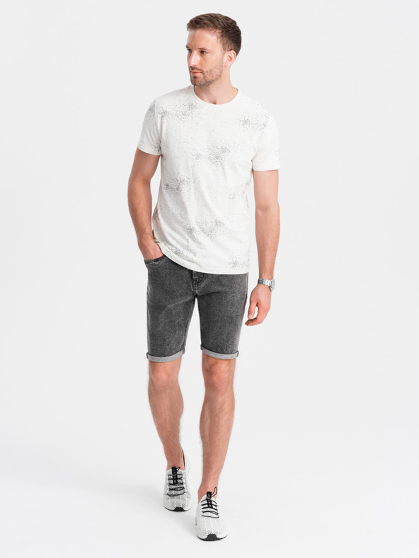 Ombre Clothing Férfi farmer short felhajtott szárral Ombre Clothing