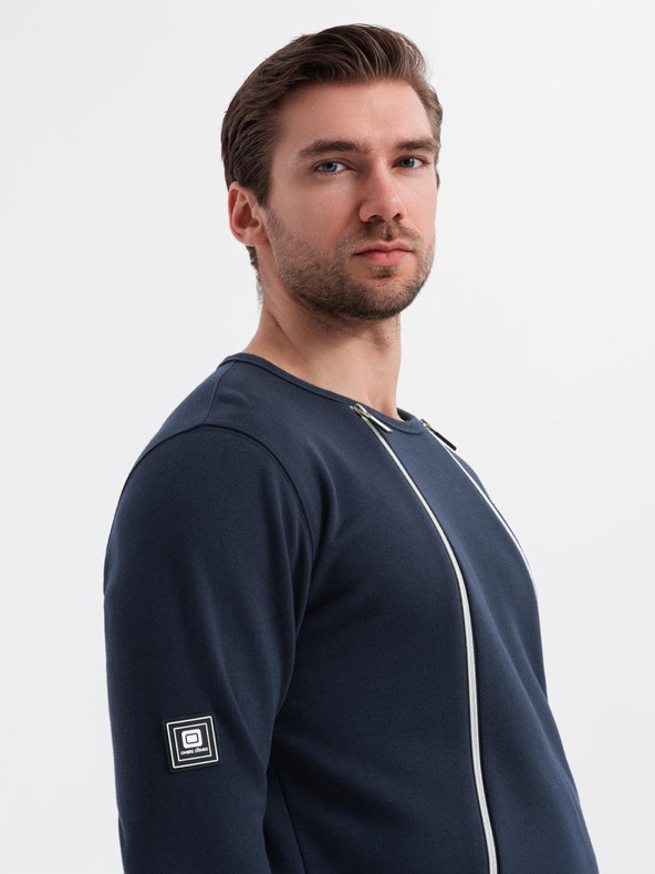 Ombre Clothing Ombre Clothing mosott férfi pulóver díszvarrással a nyakkivágásnál