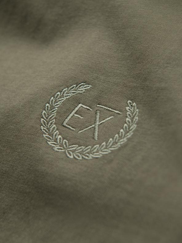 Ombre Clothing Ombre Clothing férfi hosszú ujjú pamut póló csíkos U-nyakkal és hímzéssel