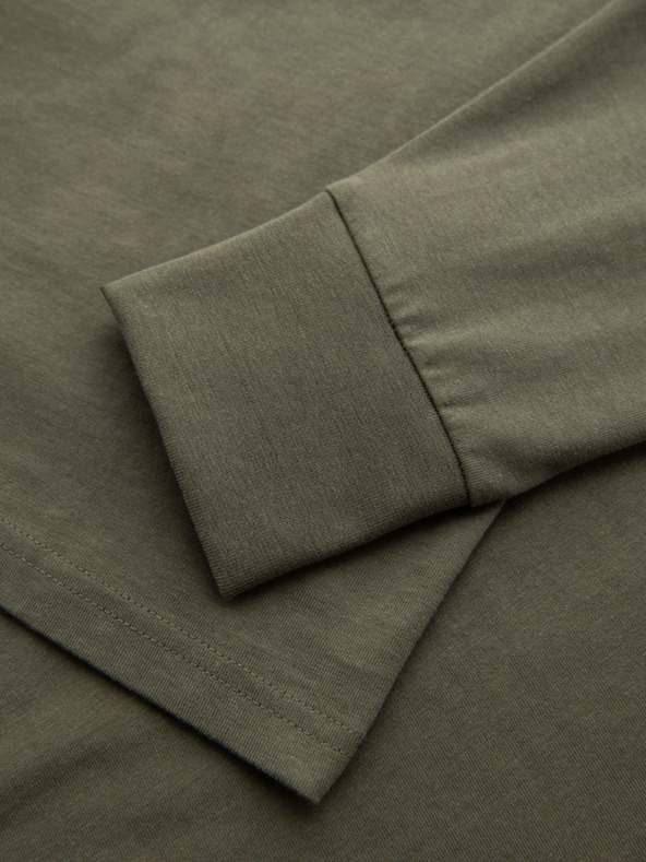 Ombre Clothing Ombre Clothing férfi hosszú ujjú pamut póló csíkos U-nyakkal és hímzéssel