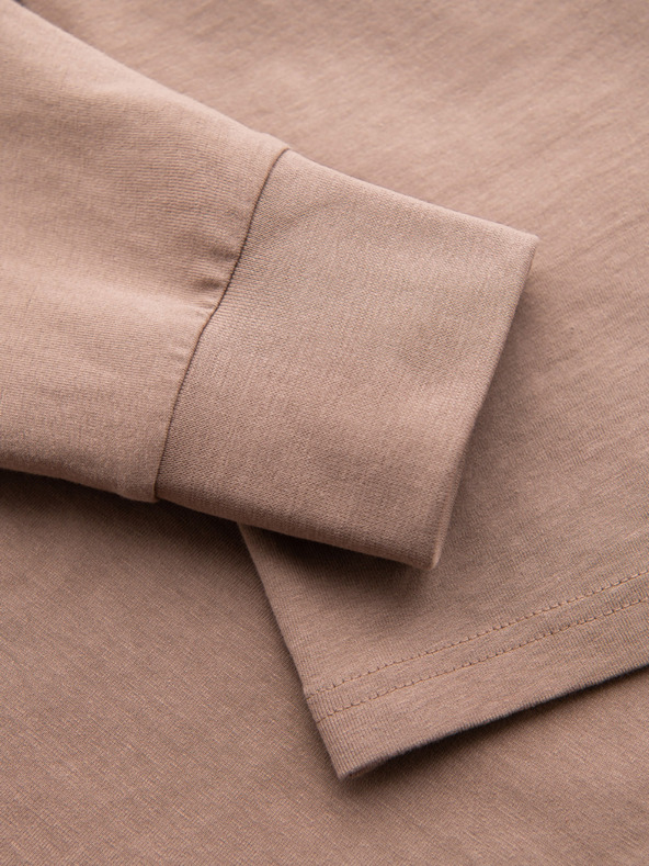 Ombre Clothing Ombre Clothing férfi hosszú ujjú pamut póló csíkos U-nyakkal és hímzéssel