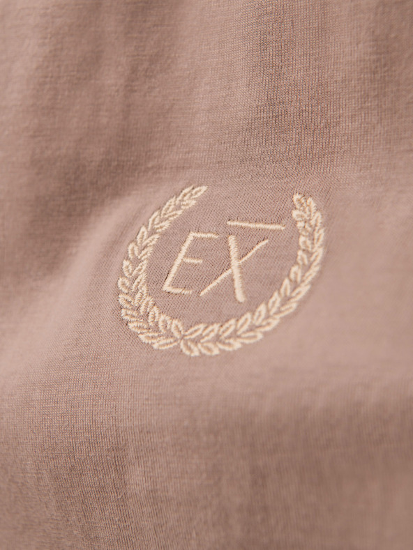 Ombre Clothing Ombre Clothing férfi hosszú ujjú pamut póló csíkos U-nyakkal és hímzéssel