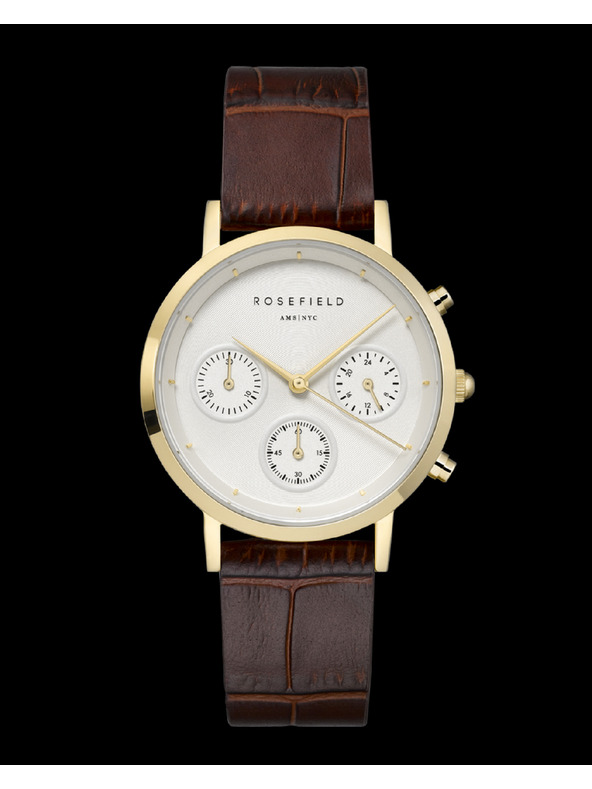 Rosefield Rosefield NCDBG-N93 The Gabby Fehér Napfény Kroko Sötétbarna Arany Óra