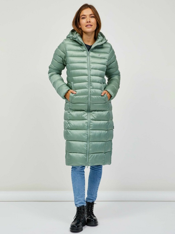 Sam 73 Világoszöld női steppelt kabát kapucnival SAM 73 Kumi