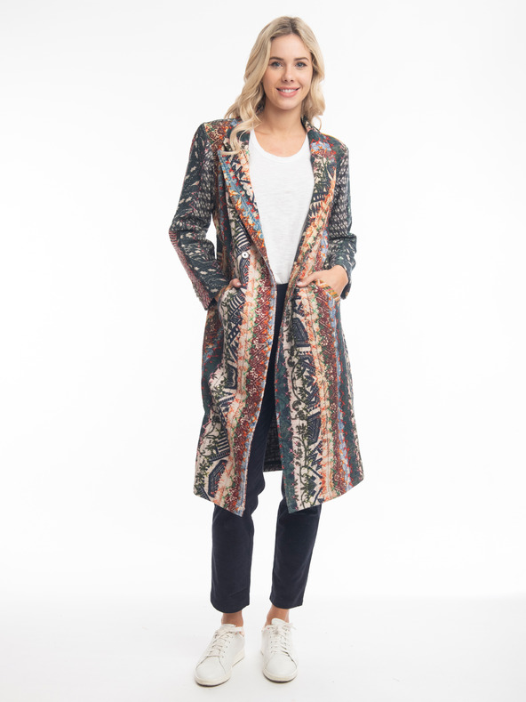 Orientique Barna és kék Orientique Tartan női mintás női kabát