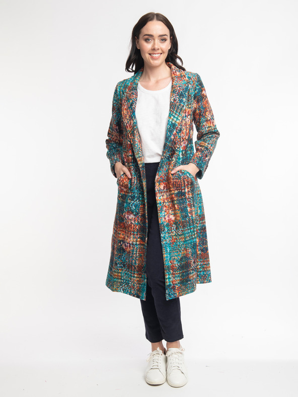 Orientique Narancssárga és kék Orientique Tartan női mintás kabát