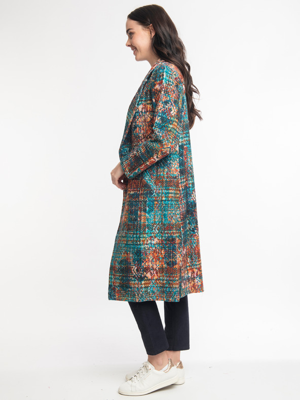 Orientique Narancssárga és kék Orientique Tartan női mintás kabát