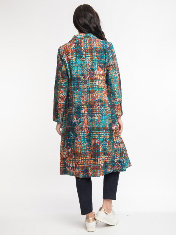 Orientique Narancssárga és kék Orientique Tartan női mintás kabát