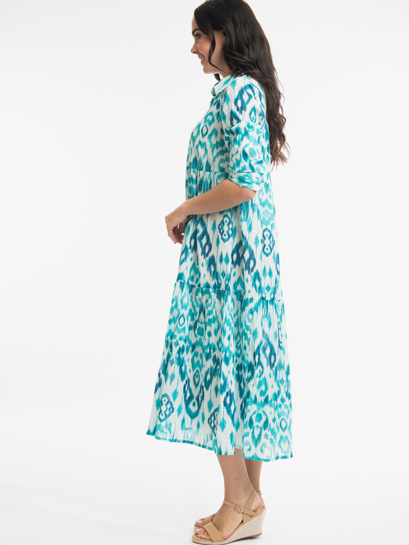 Orientique Türkizkék női mintás midi ruha Orientique Izmir