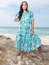 Orientique Türkizkék női mintás midi ruha Orientique Izmir