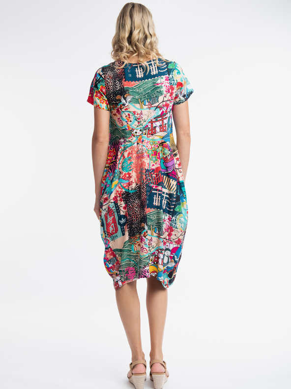 Orientique Türkiz és lila Orientique Onikawa női mintás női ruha