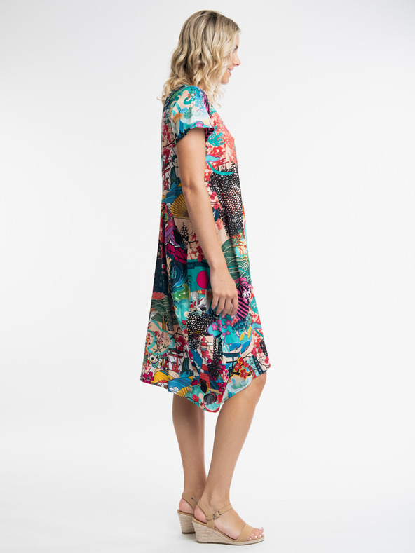 Orientique Türkiz és lila Orientique Onikawa női mintás női ruha