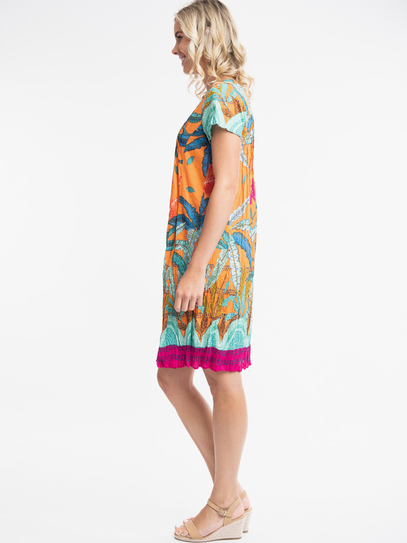 Orientique Türkiz és narancssárga Orientique Paphos női mintás ruha