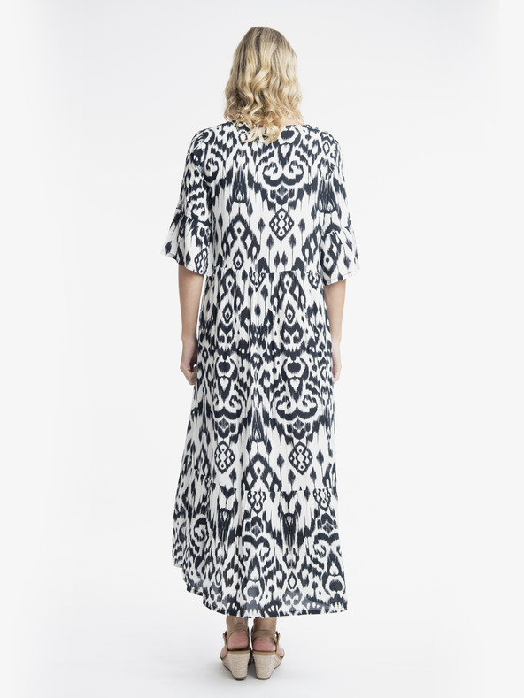 Orientique Fehér és fekete Orientique Izmir női mintás maxiruha
