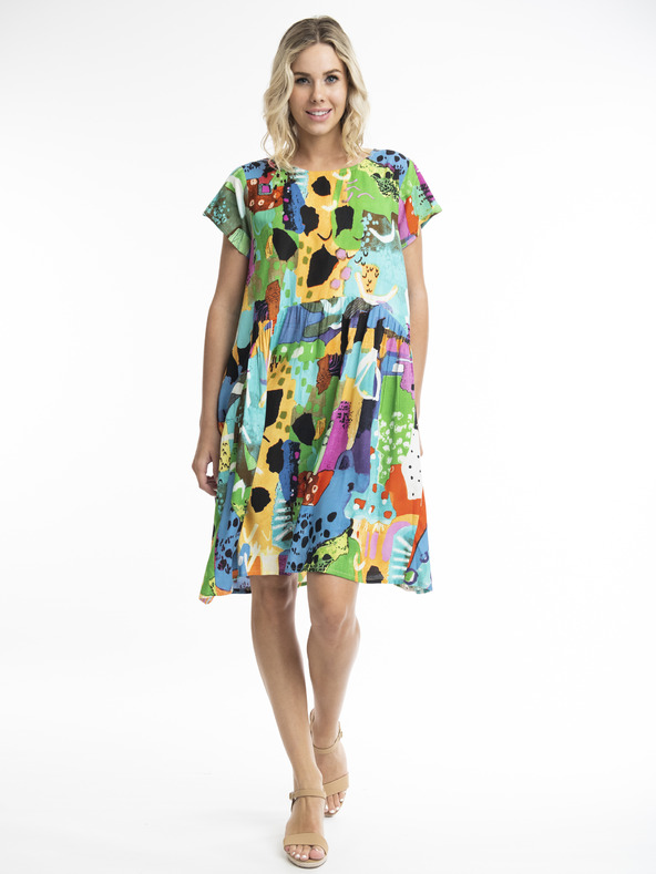 Orientique Sárga és kék Orientique Alanya női mintás ruha