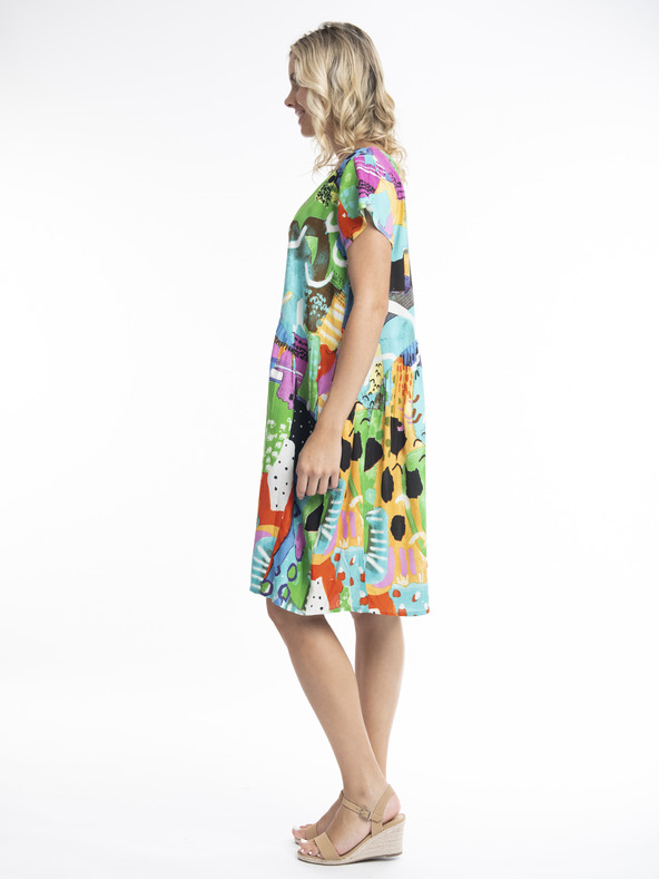 Orientique Sárga és kék Orientique Alanya női mintás ruha