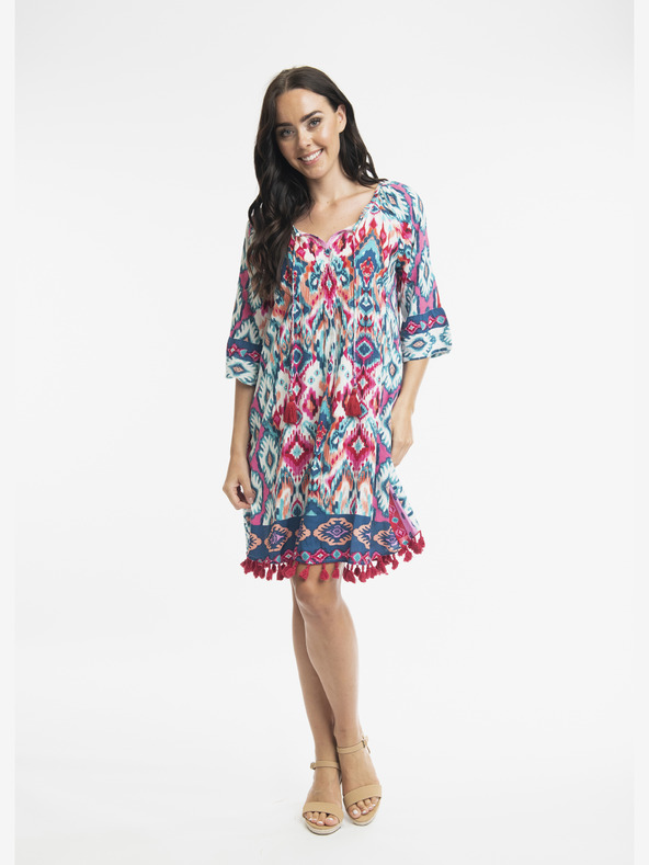 Orientique Rózsaszín és türkiz Orientique Izmir női mintás ruha