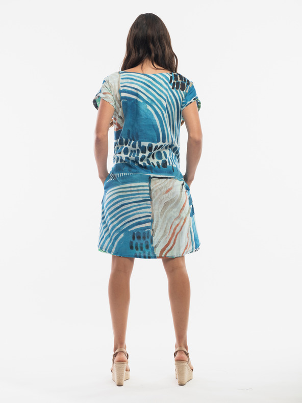 Orientique Kék és világoszöld Orientique női mintás fordítható ruha