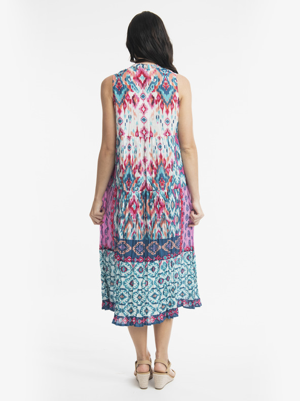 Orientique Lila és kék Orientique Izmir női mintás midiruha