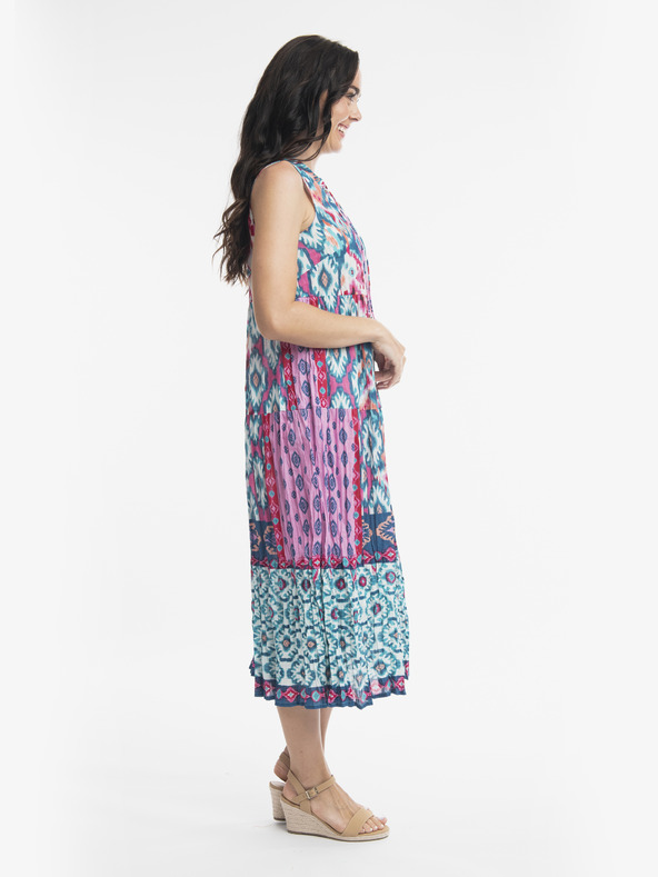 Orientique Lila és kék Orientique Izmir női mintás midiruha