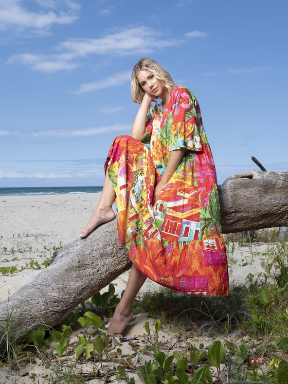 Orientique Orientique Aiya Napa piros női mintás maxiruha Orientique Aiya Napa