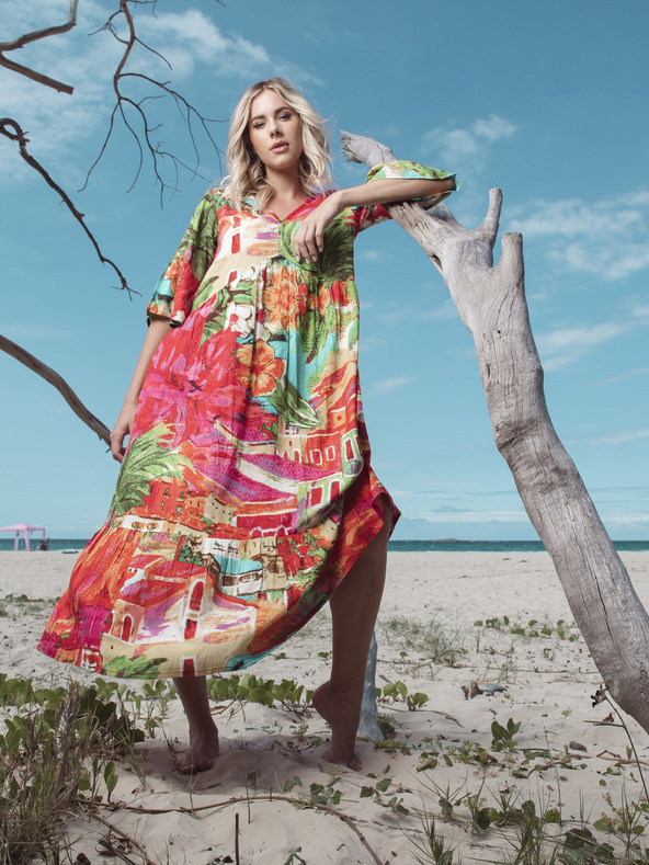 Orientique Orientique Aiya Napa piros női mintás maxiruha Orientique Aiya Napa