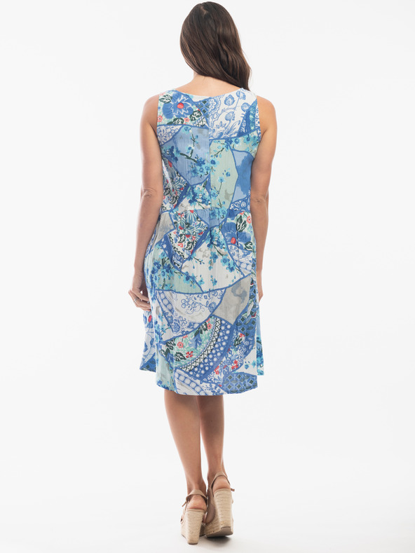 Orientique Világoskék Orientique női lenvászon mintás ruha