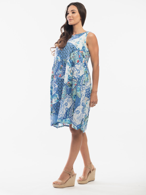 Orientique Világoskék Orientique női lenvászon mintás ruha