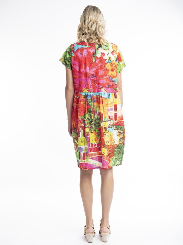 Orientique Rózsaszín és piros Orientique Aiya Napa női mintás ruha