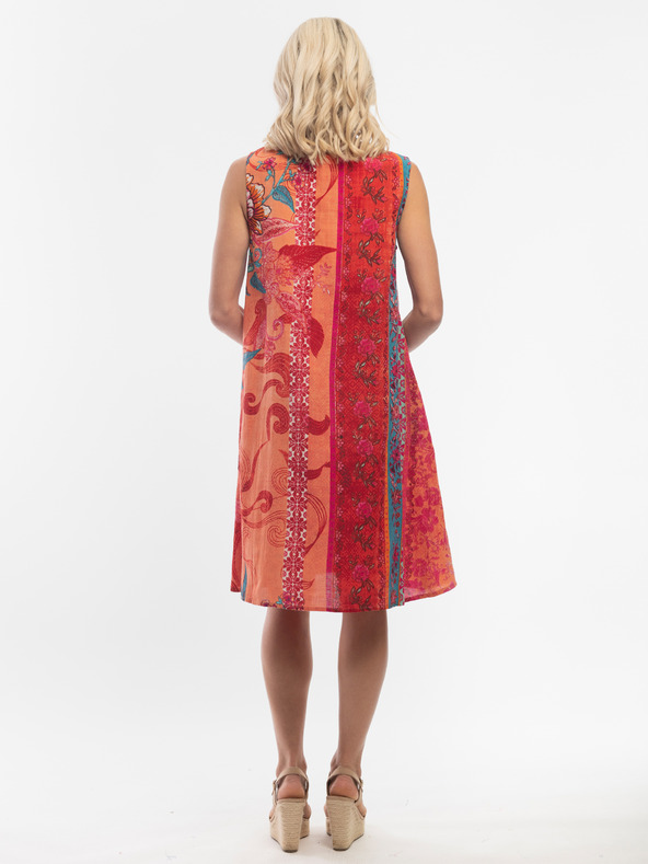 Orientique Piros és narancssárga Orientique női mintás ruha