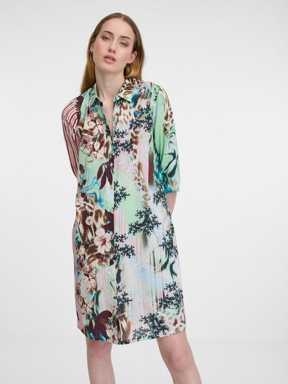 Orientique Orientique barna-zöld női mintás pólóruha