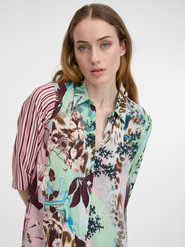 Orientique Orientique barna-zöld női mintás pólóruha