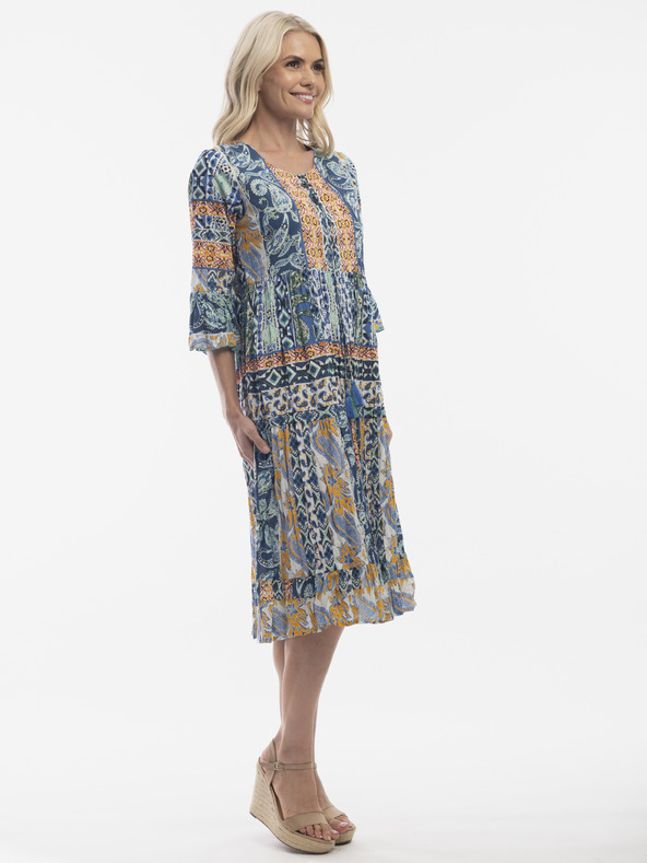 Orientique Narancssárga és kék Orientique női mintás ruha