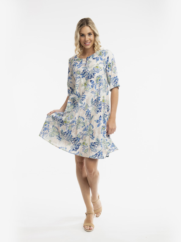 Orientique Fehér és kék Orientique Rhodes női mintás női ruha