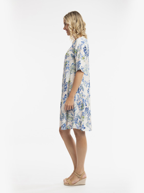 Orientique Fehér és kék Orientique Rhodes női mintás női ruha