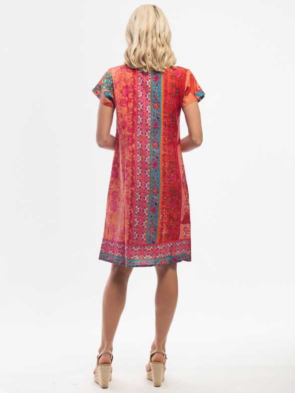 Orientique Piros és narancssárga Orientique női mintás ruha