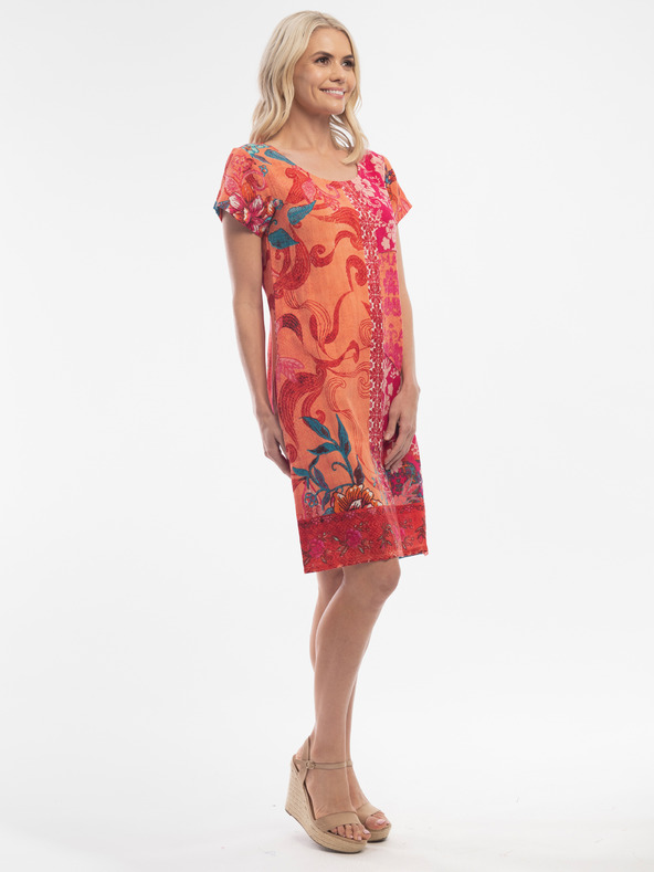Orientique Piros és narancssárga Orientique női mintás ruha