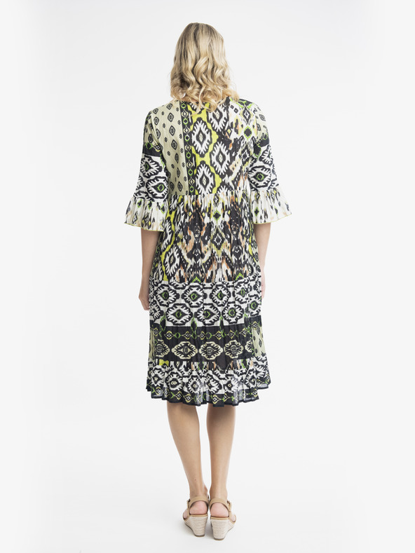 Orientique Fehér és zöld Orientique Izmir női mintás midi ruha fehér és zöld színben