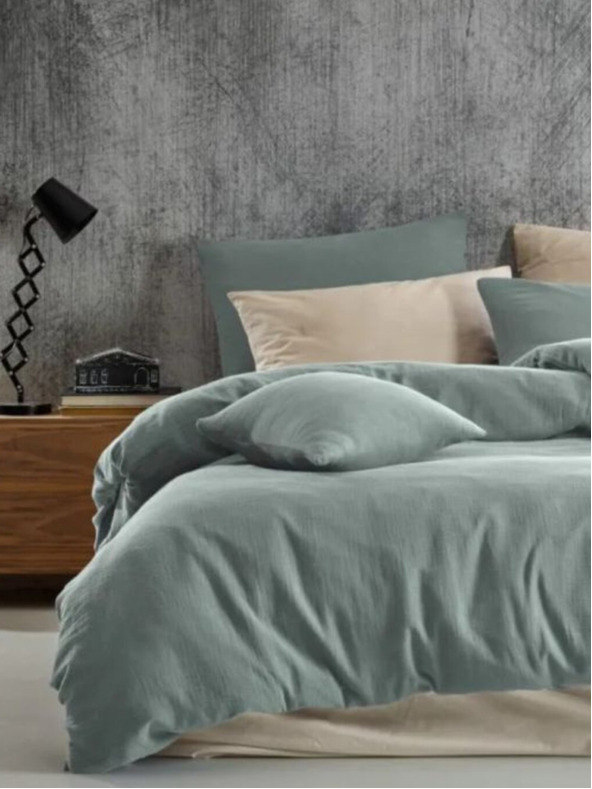 Kvalitex Hosszabbított muszlin ágynemű 140x220, 70x90 cm világoszöld Kvalitex